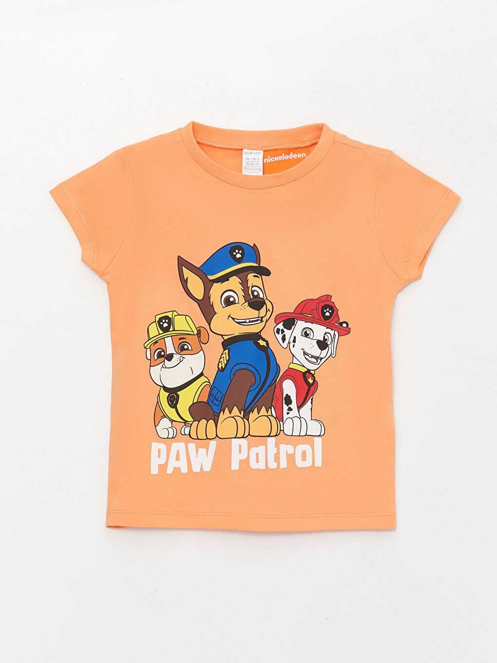 LCW baby Turuncu Bisiklet Yaka Kısa Kollu Paw Patrol Baskılı Erkek Bebek Pijama Takım - 1