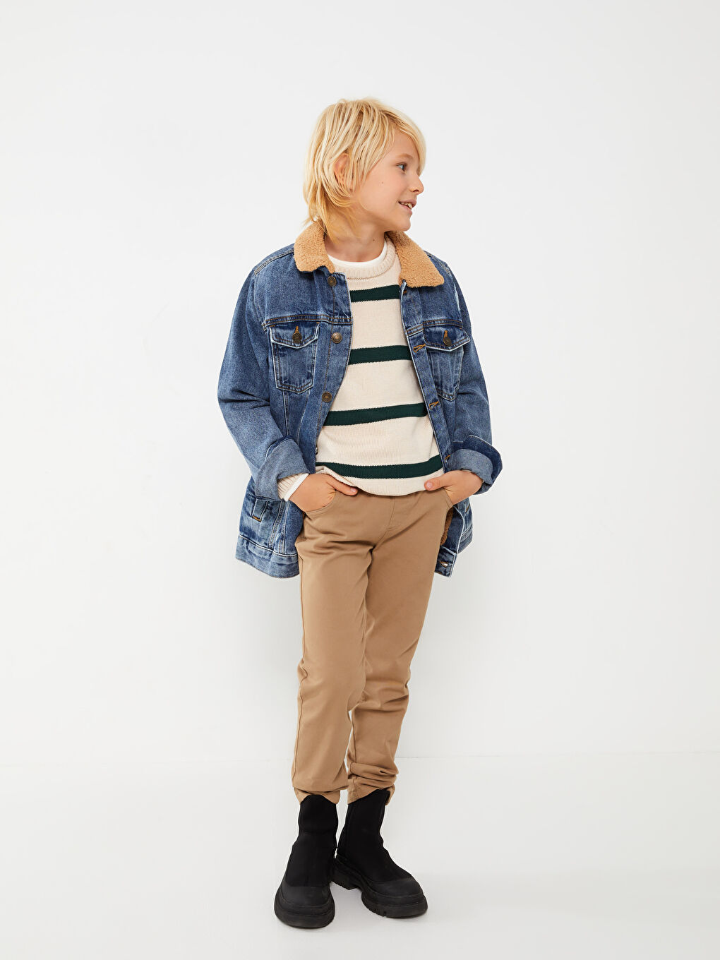 Elasticated Waist Slim Fit Boys' Trousers-1