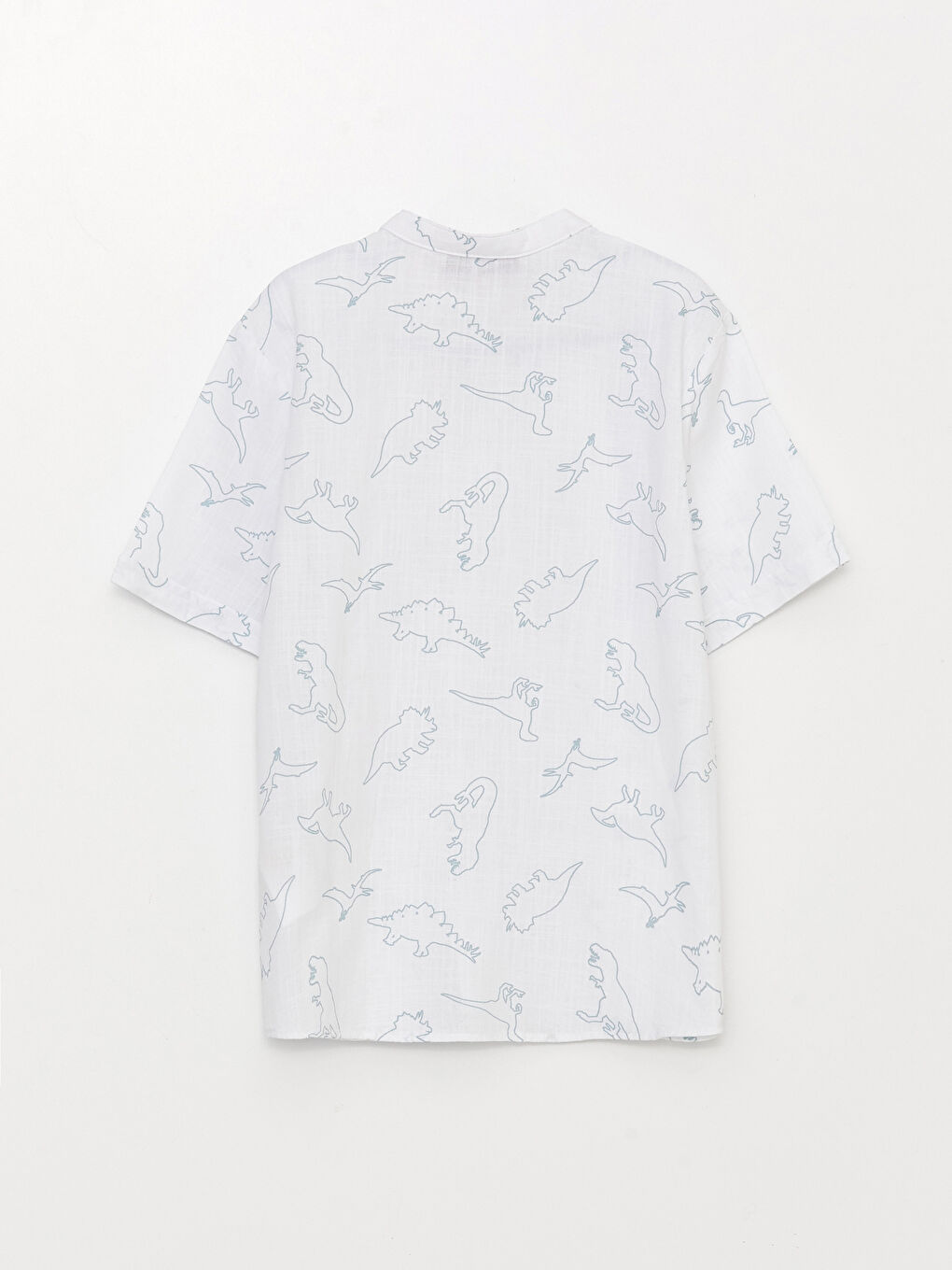 Grandad Collar Patterned Short Sleeve Boys' Shirt-1