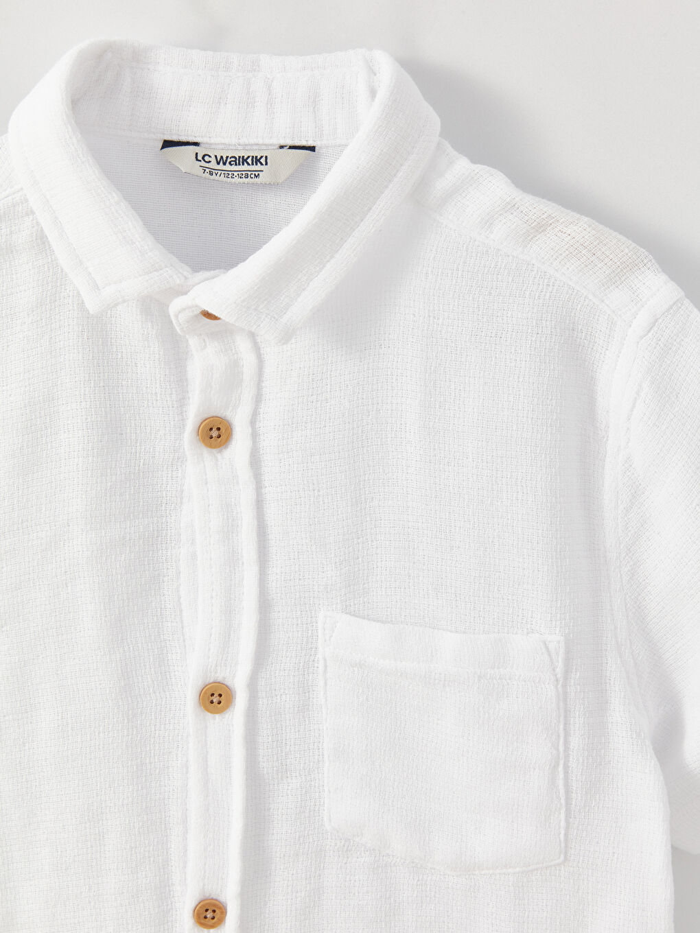 Beyaz Basic Kısa Kollu Erkek Çocuk Gömlek-1