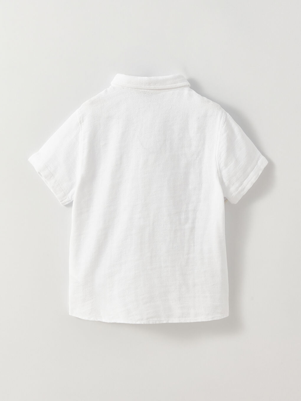 Beyaz Basic Kısa Kollu Erkek Çocuk Gömlek-2