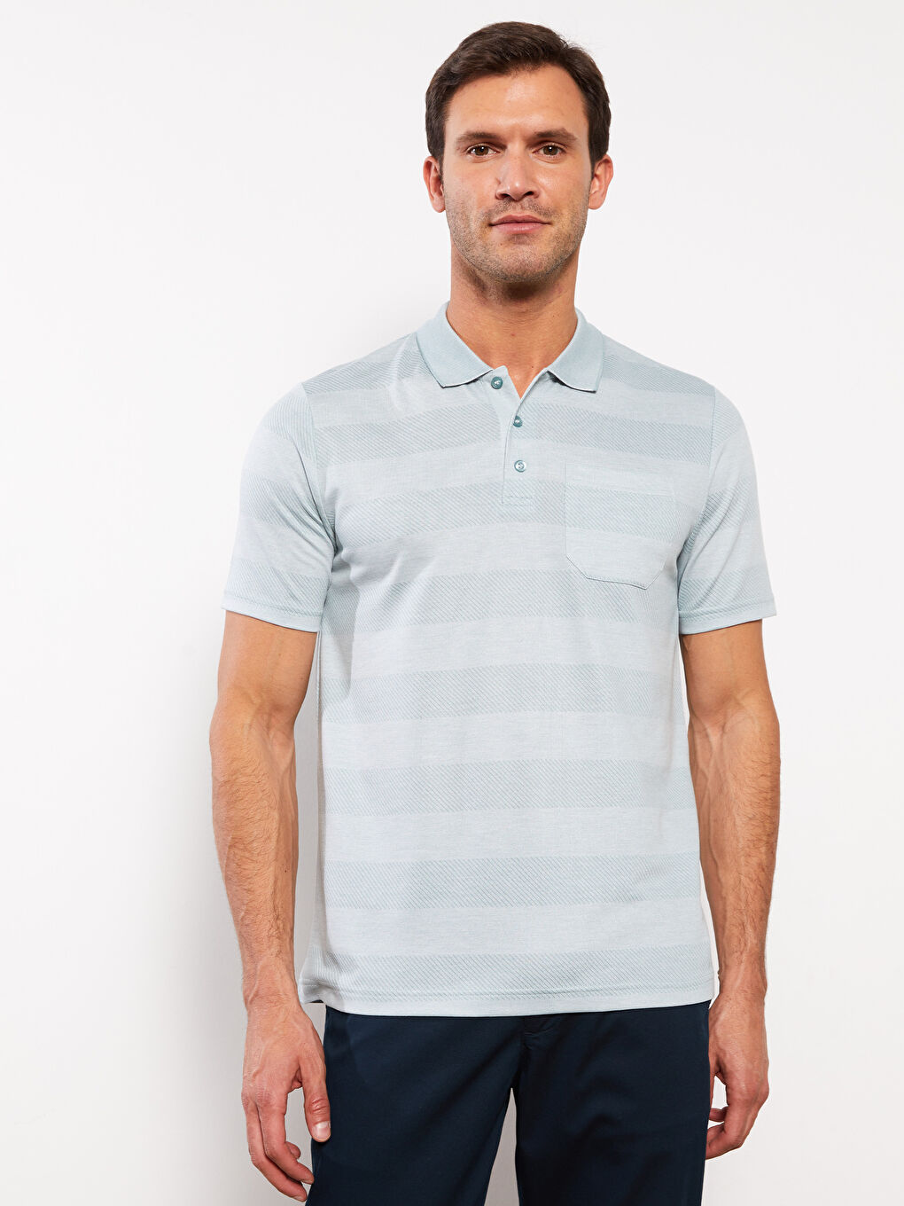 LCWAIKIKI Classic Mercerized Polo Neck Short Sleeve Striped Men's T-Shirt -S3BN39Z8-LFM