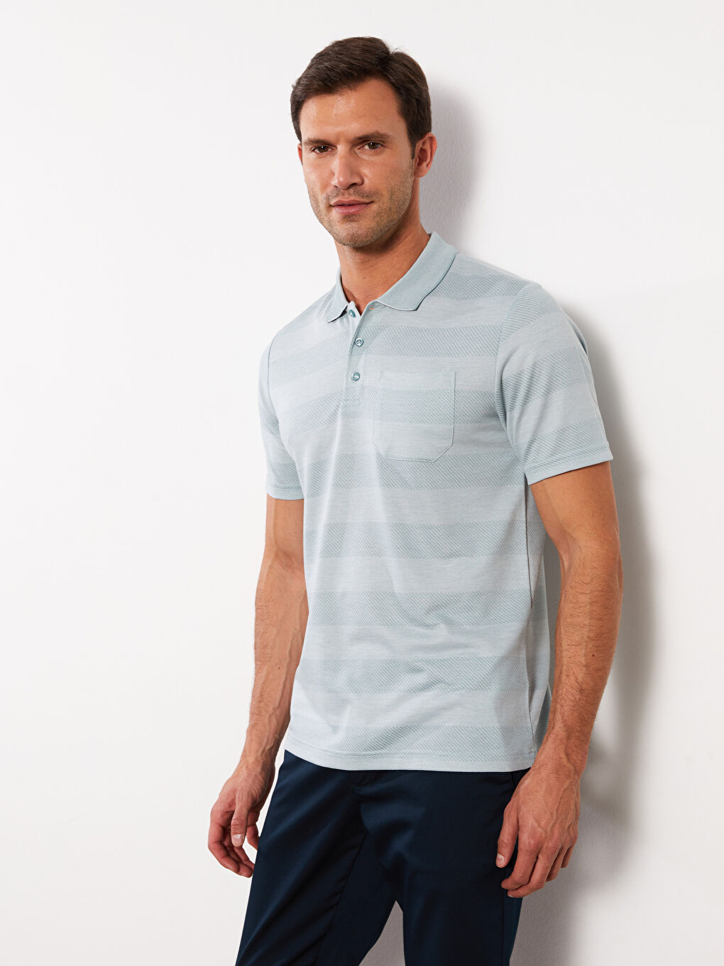 LCWAIKIKI Classic Mercerized Polo Neck Short Sleeve Striped Men's T-Shirt -S3BN39Z8-LFM