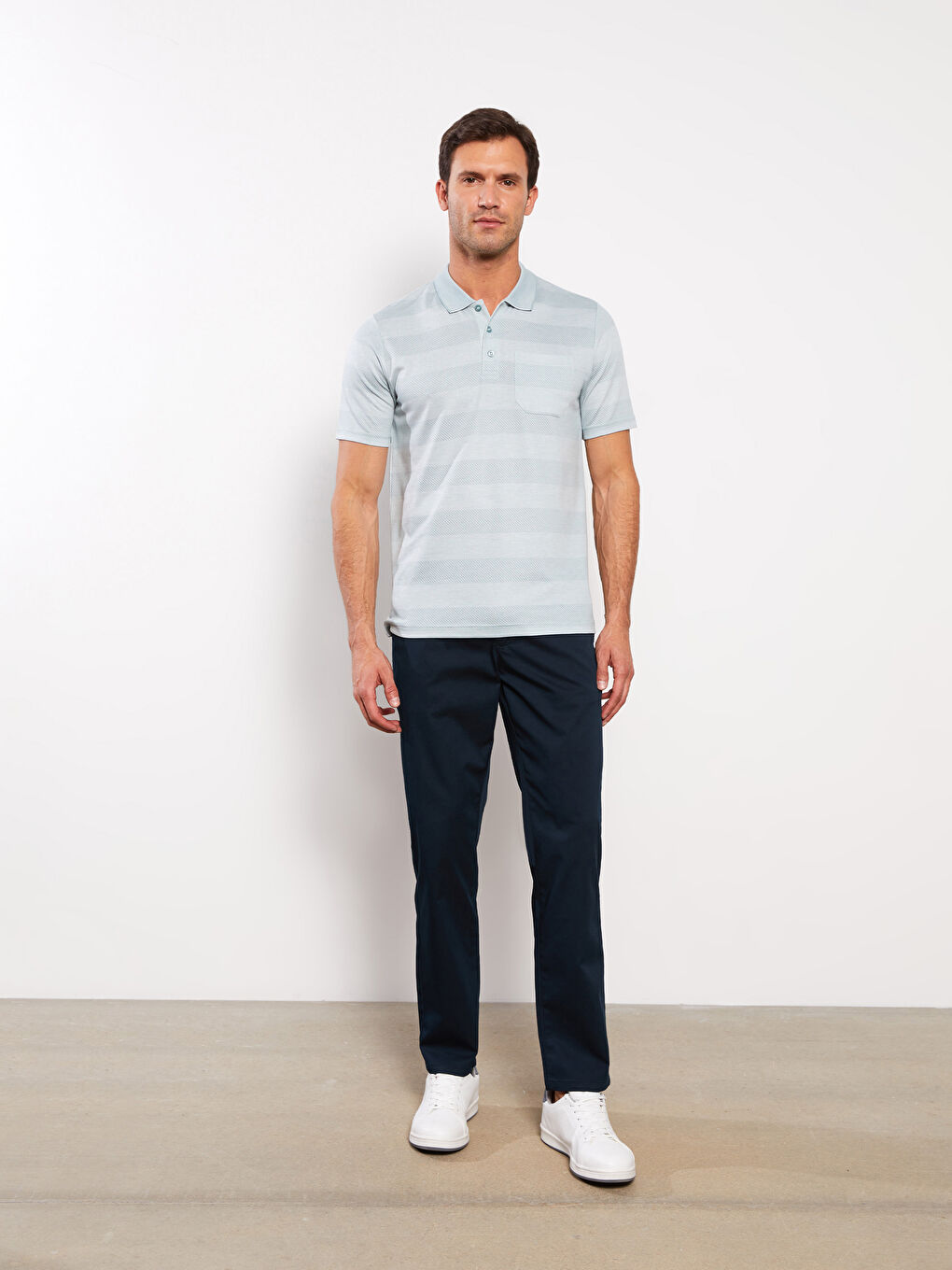 LCWAIKIKI Classic Mercerized Polo Neck Short Sleeve Striped Men's T-Shirt -S3BN39Z8-LFM