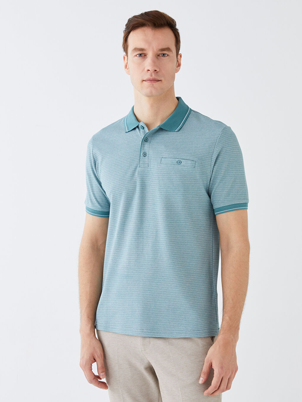 Polo Neck Short Sleeve Men's T-Shirt-2