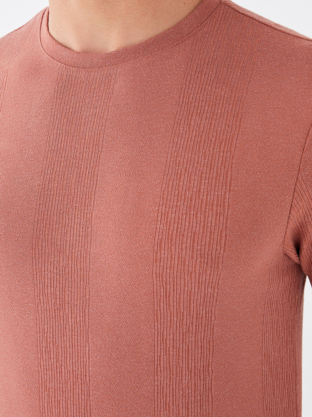 Kahverengi Bisiklet Yaka Kısa Kollu Erkek Tişört-3