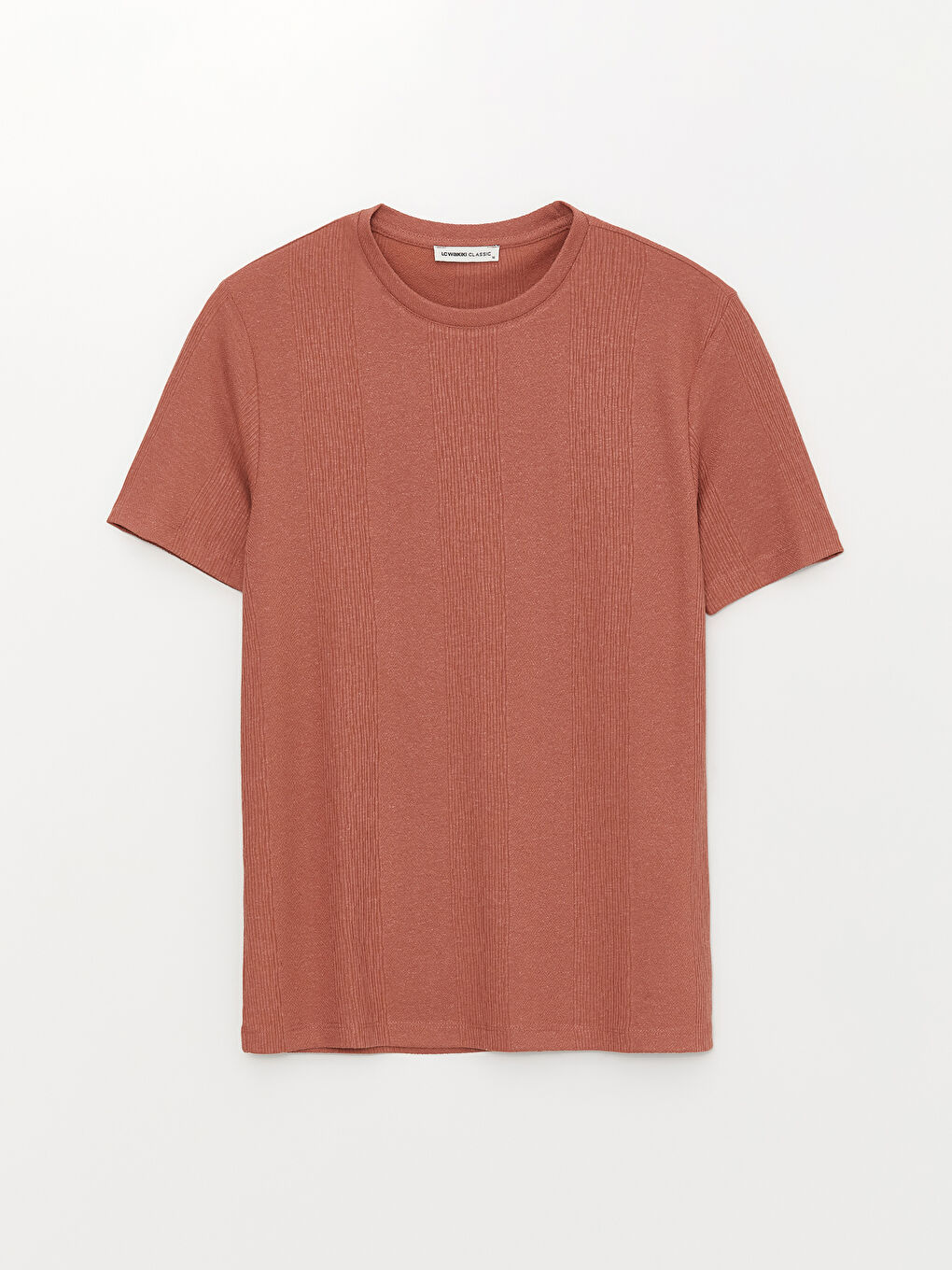 Kahverengi Bisiklet Yaka Kısa Kollu Erkek Tişört-5