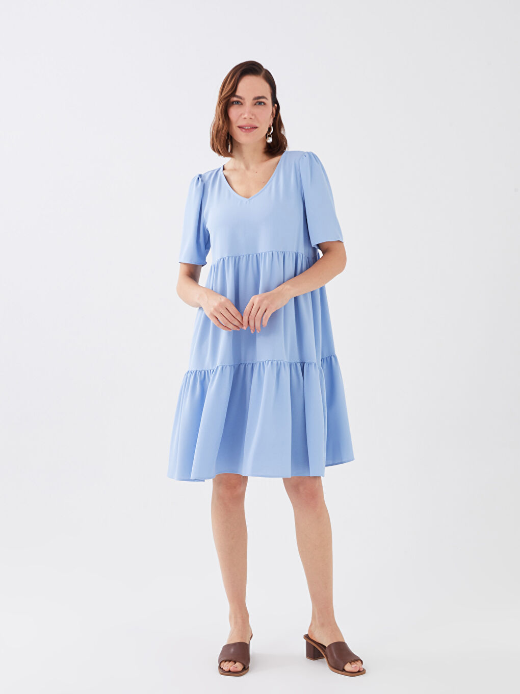 Rochie Pentru Femei Cu Decolteu În V Simplă Și Mânecă Scurtă