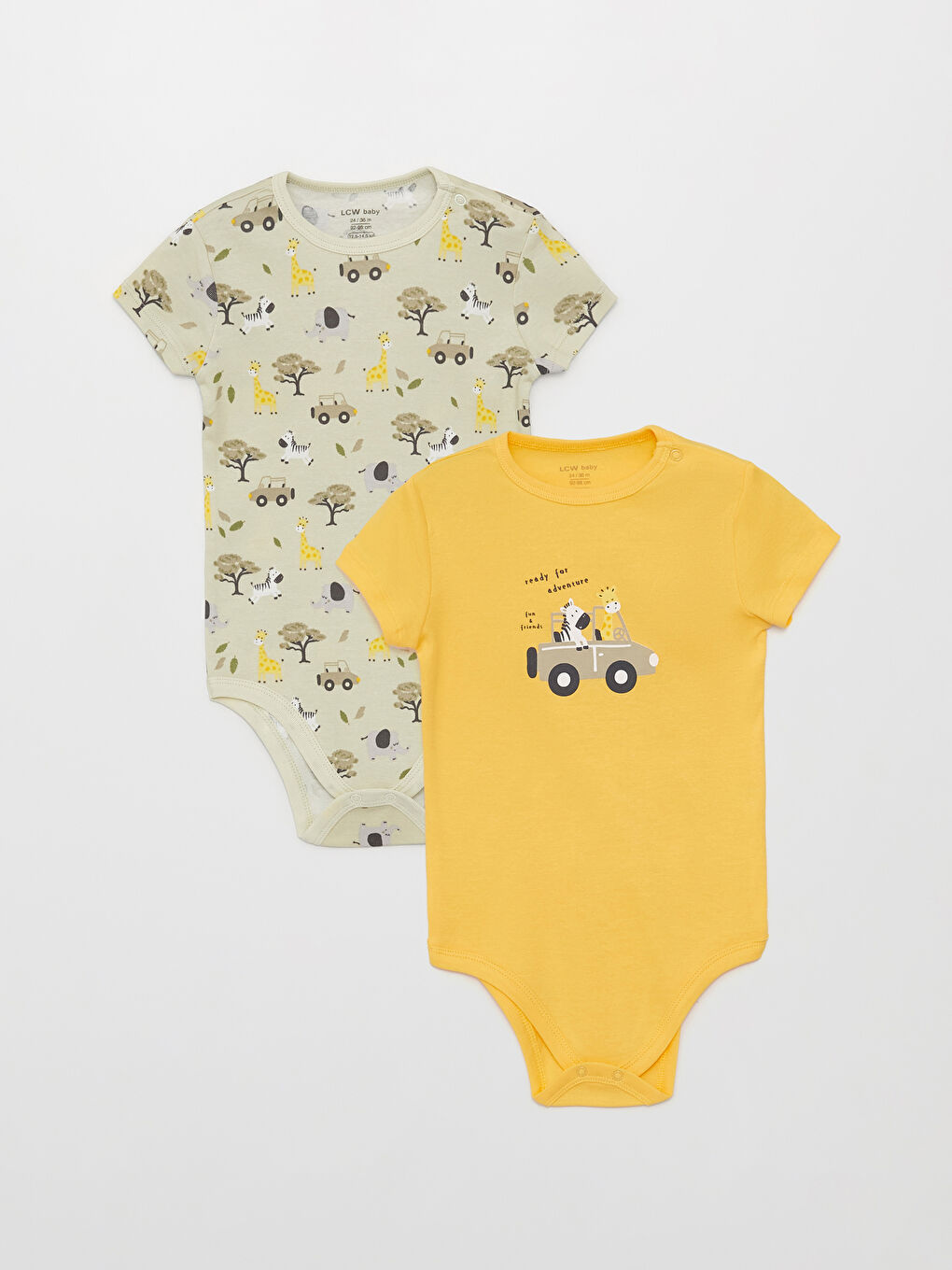 Yeşil Bisiklet Yaka Baskılı Erkek Bebek Çıtçıtlı Bodysuit 2'li