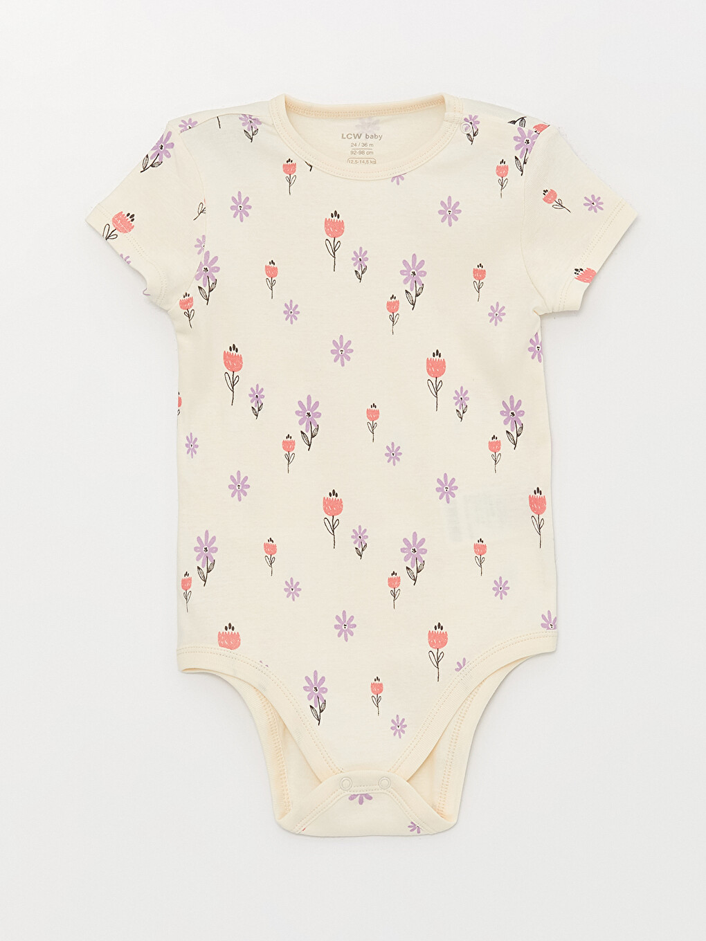 Crew Neck Short Sleeve Baby Girl Snap Snap Body 5 Pack-3