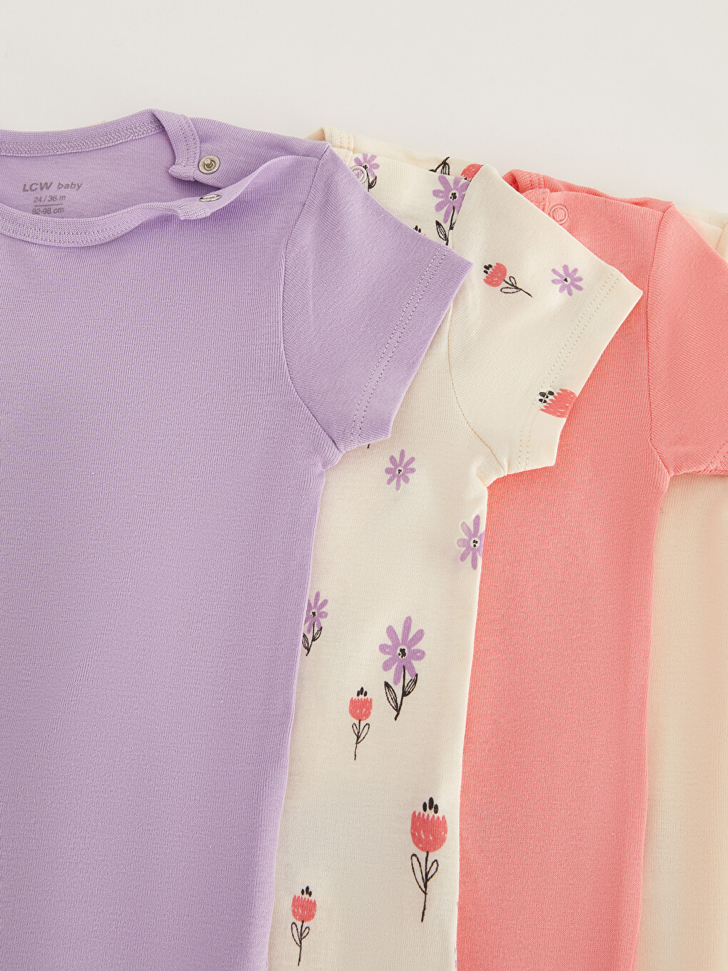 Crew Neck Short Sleeve Baby Girl Snap Snap Body 5 Pack-6