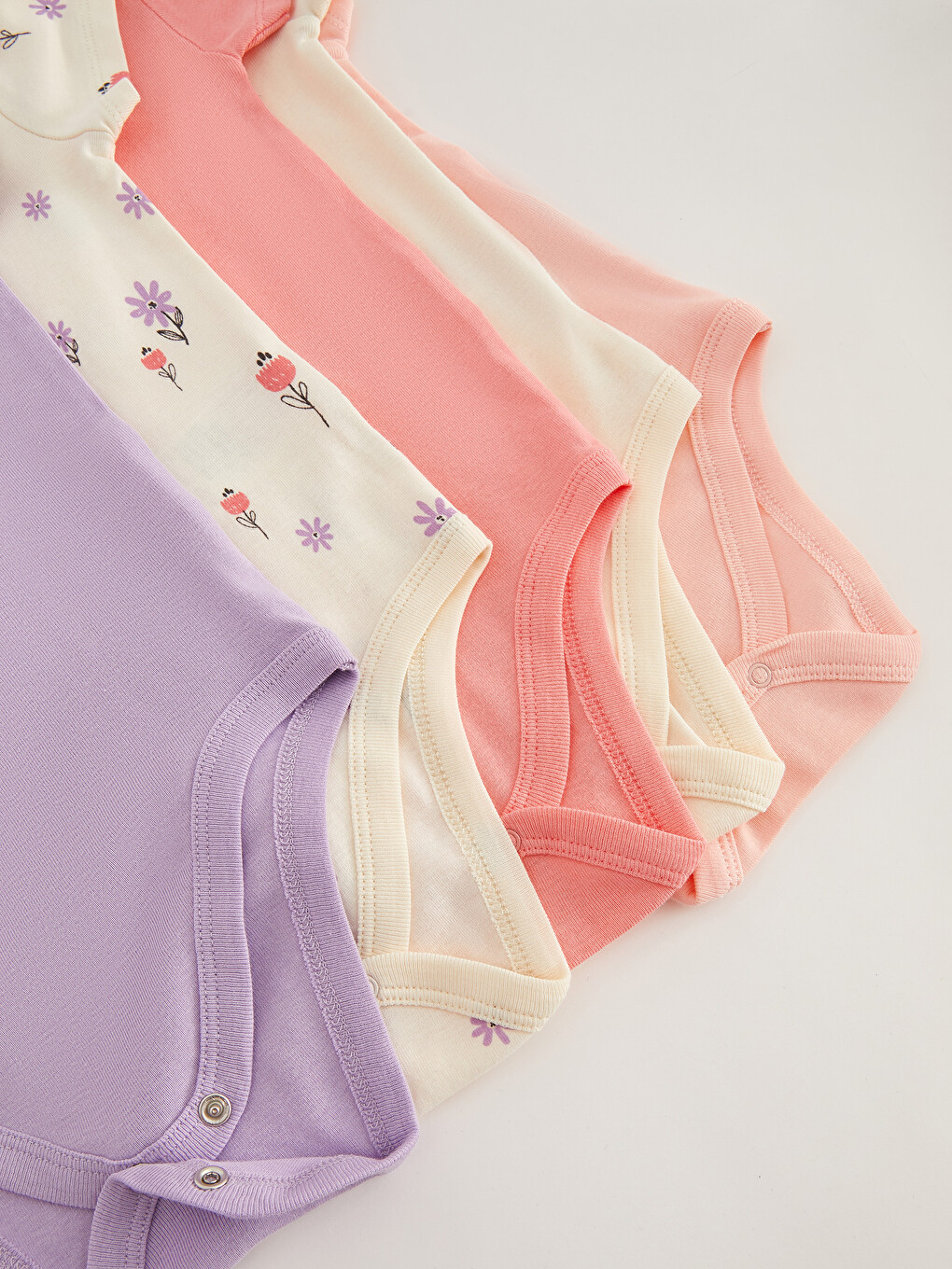 Crew Neck Short Sleeve Baby Girl Snap Snap Body 5 Pack-7