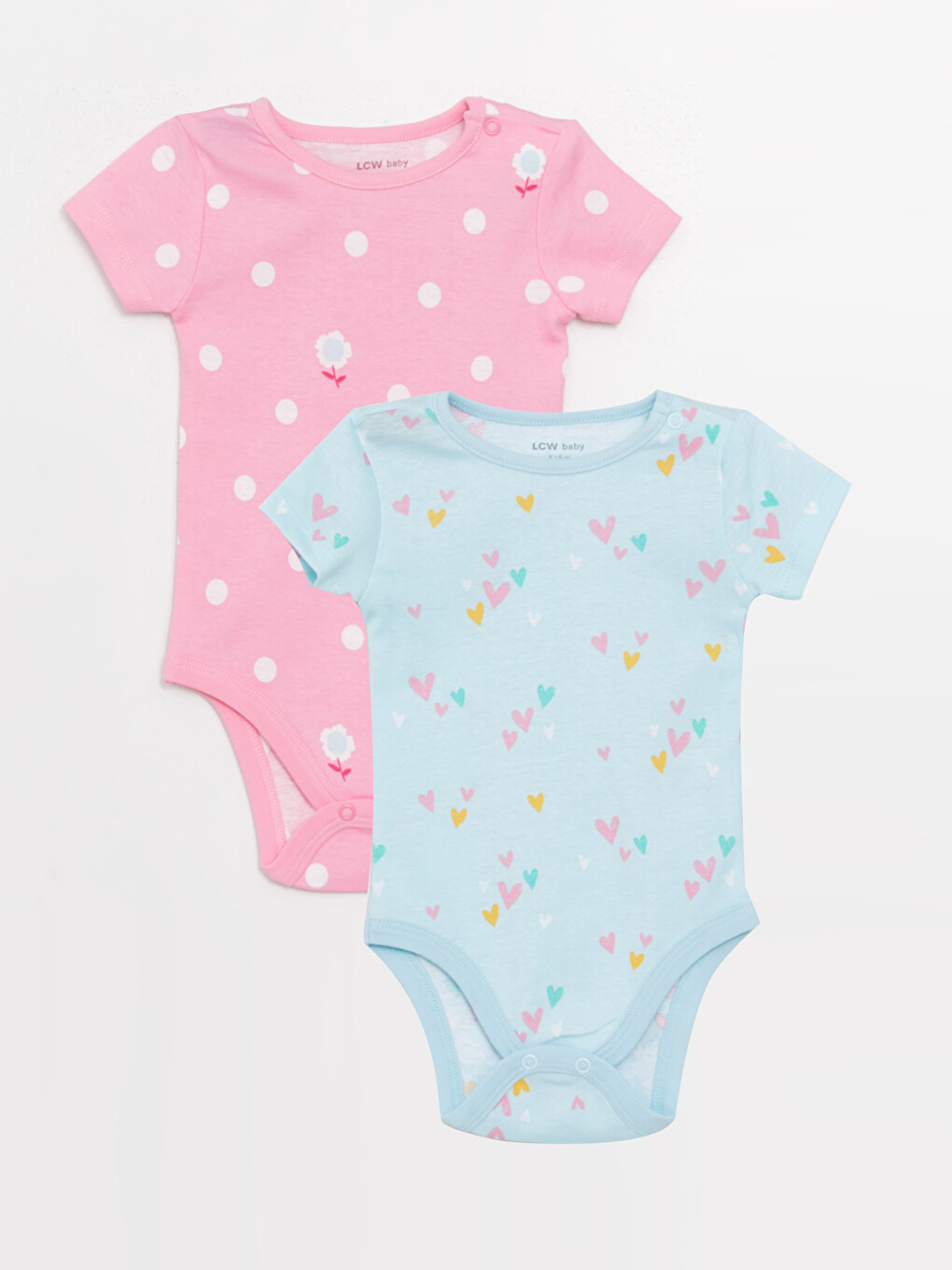 Crew Neck Baby Girl Snap Snap Bodysuit 2 Pack