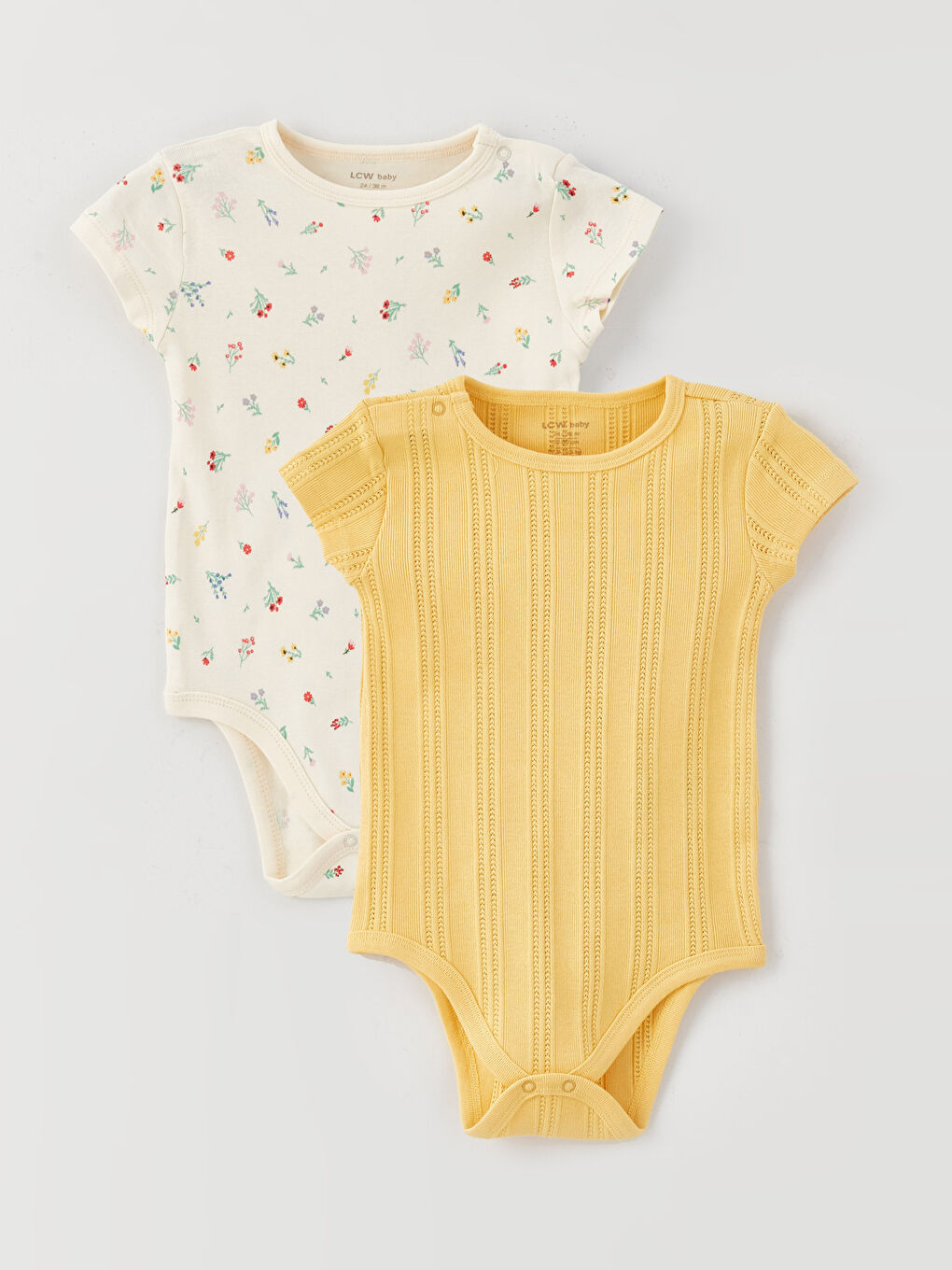 Crew Neck Baby Girl Bodysuit 2 Pack-6