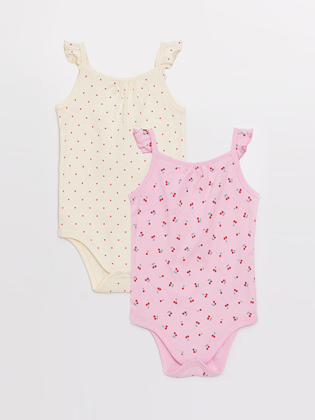 Pembe Bisiklet Yaka Kız Bebek Çıtçıtlı Bodysuit 2'li