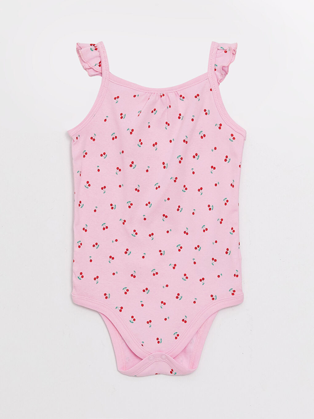 Pembe Bisiklet Yaka Kız Bebek Çıtçıtlı Bodysuit 2'li-1