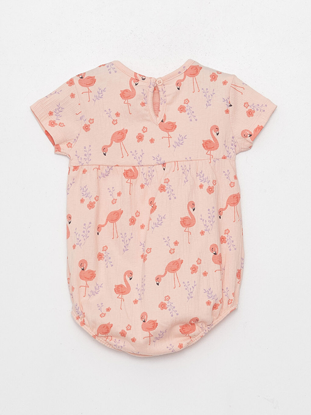 Pembe Bisiklet Yaka Desenli Kız Bebek Çıtçıtlı Bodysuit-2