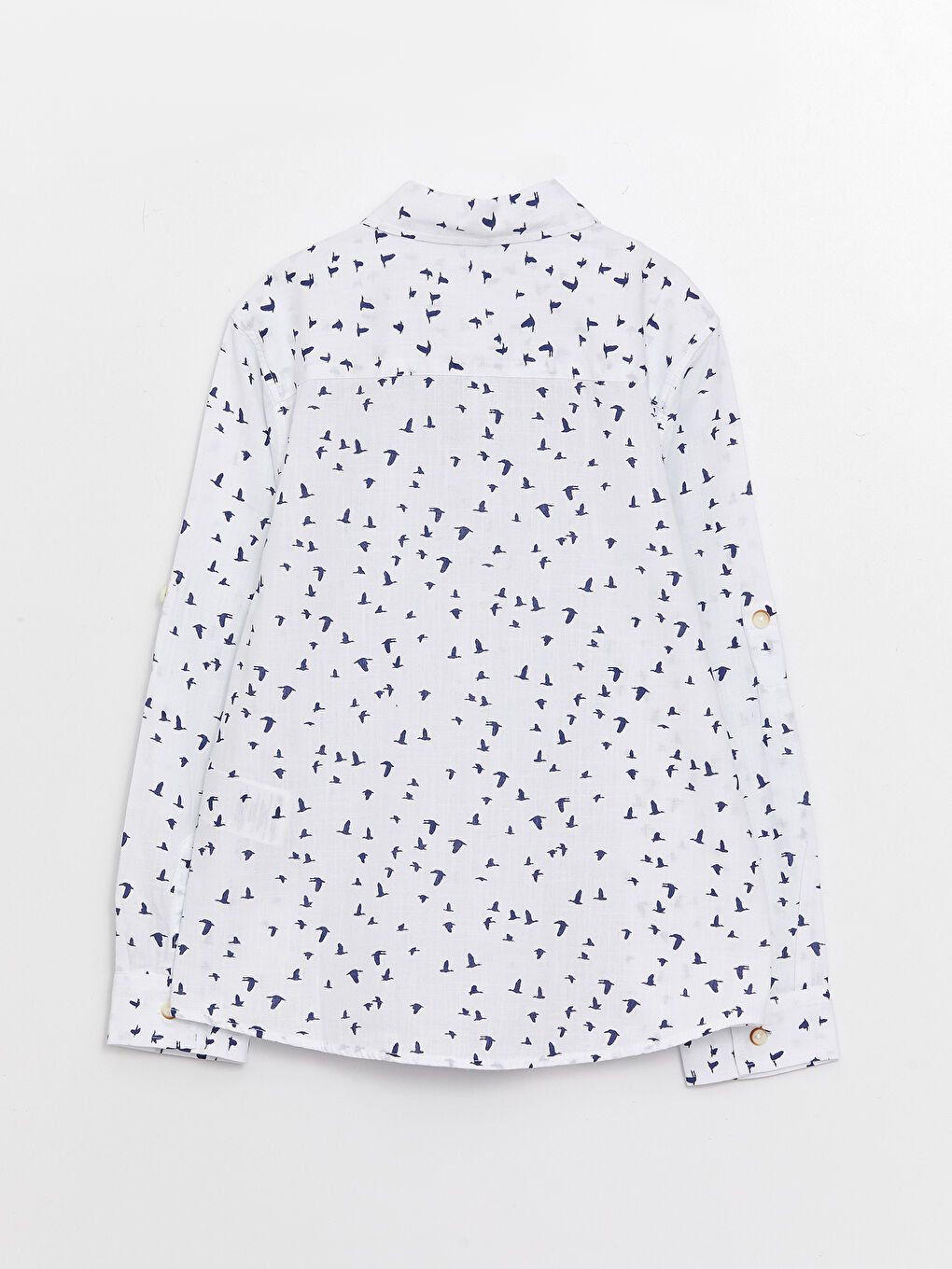 Beyaz Desenli Uzun Kollu Erkek Çocuk Gömlek-1