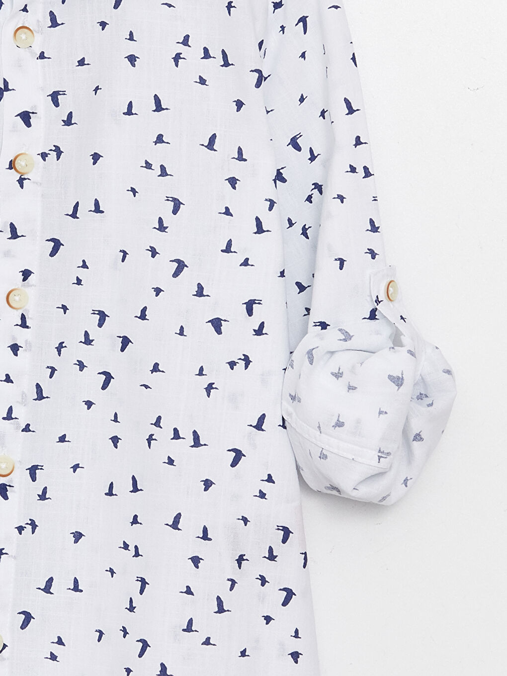 Beyaz Desenli Uzun Kollu Erkek Çocuk Gömlek-2