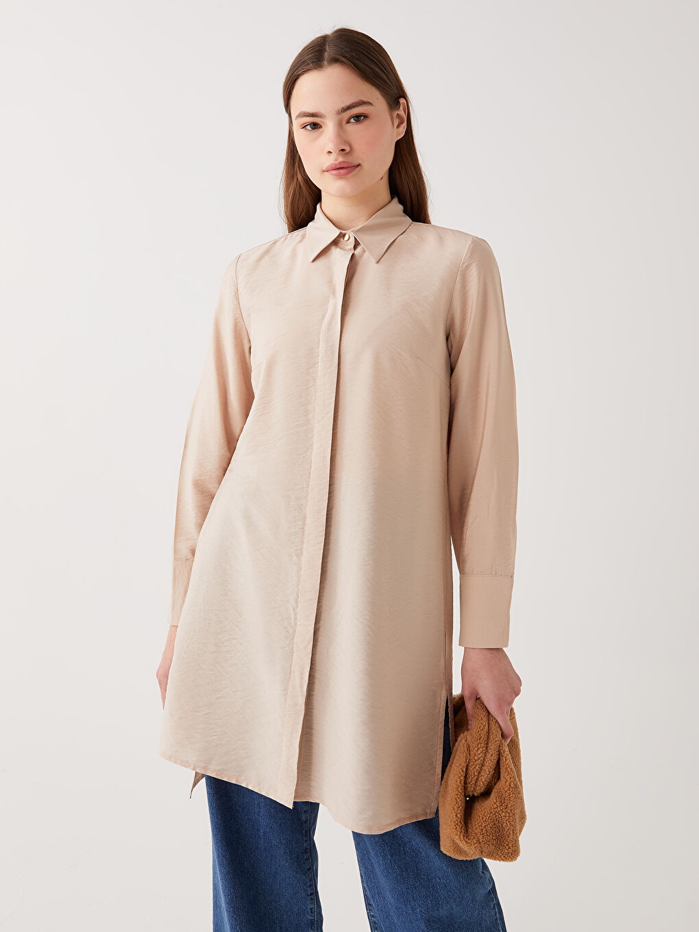Plain Long Sleeve Women's Shirt Tunic