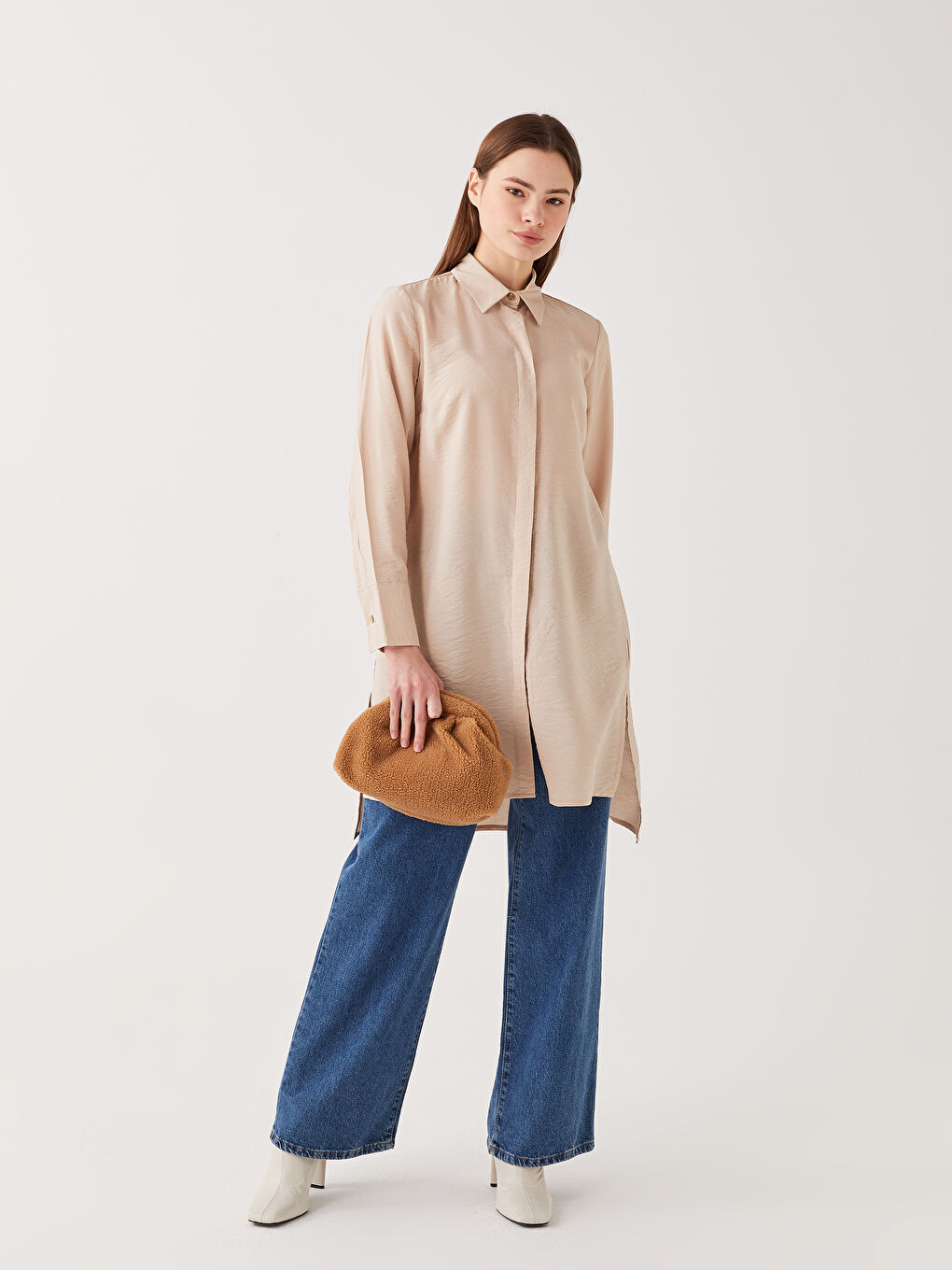 Plain Long Sleeve Women's Shirt Tunic-2