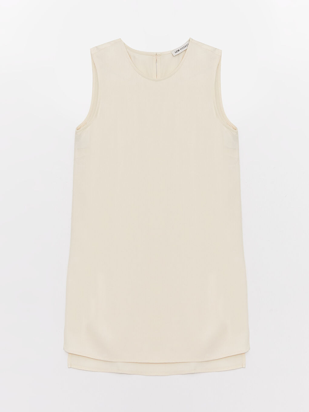 Bej Kadın Bisiklet Yaka Düz Tunik-5