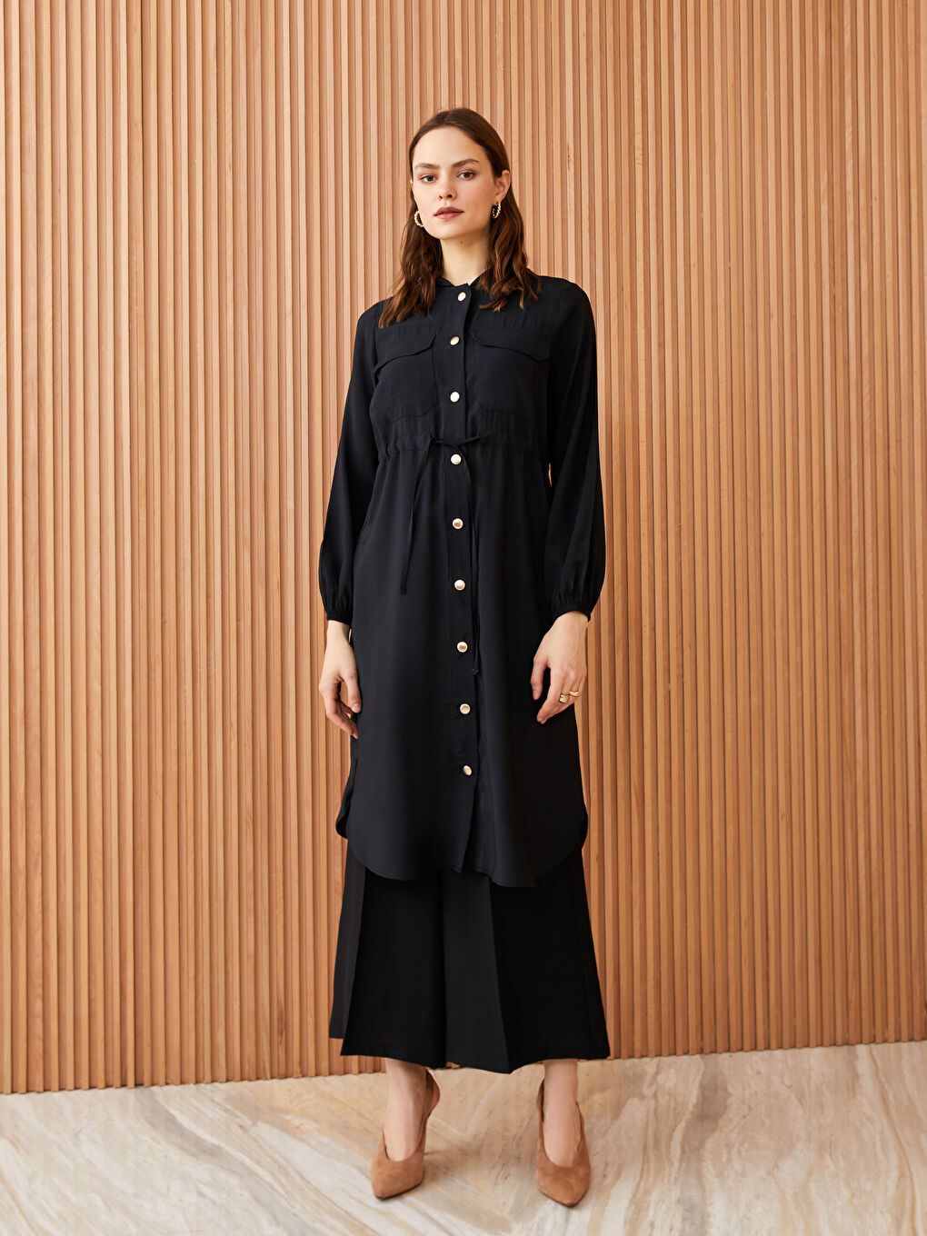 Hooded Plain Long Sleeve Women's Tunic