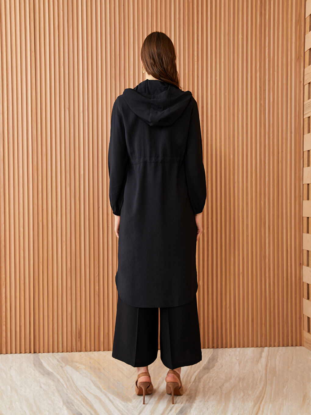 Hooded Plain Long Sleeve Women's Tunic-3