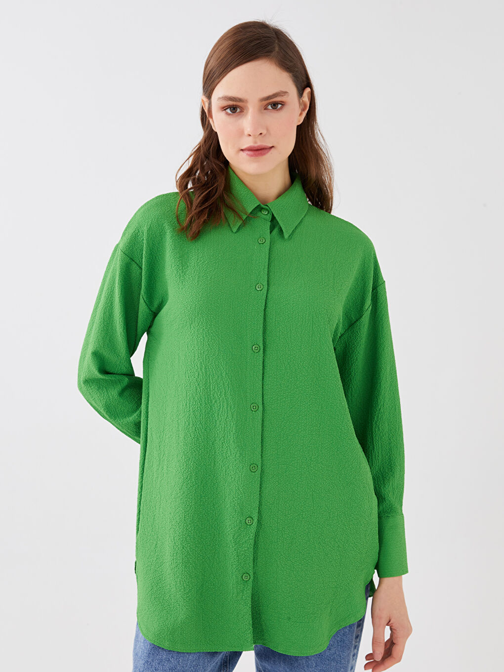 Plain Long Sleeve Women's Shirt-1