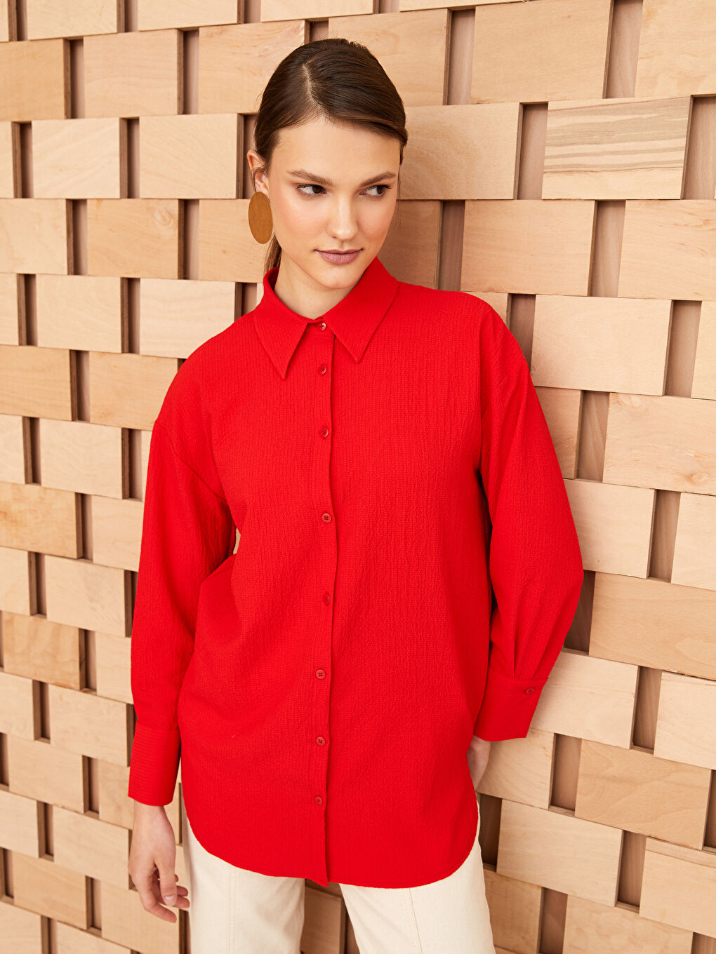 Chemise Unie à Manches Longues pour Femmes