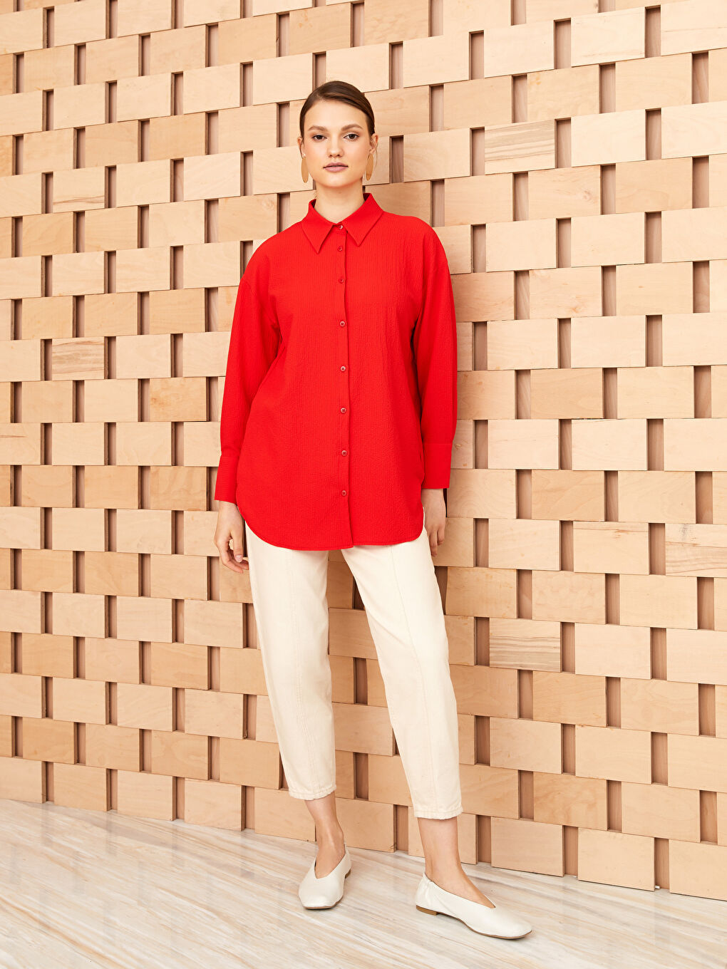 Chemise Unie à Manches Longues pour Femmes-2