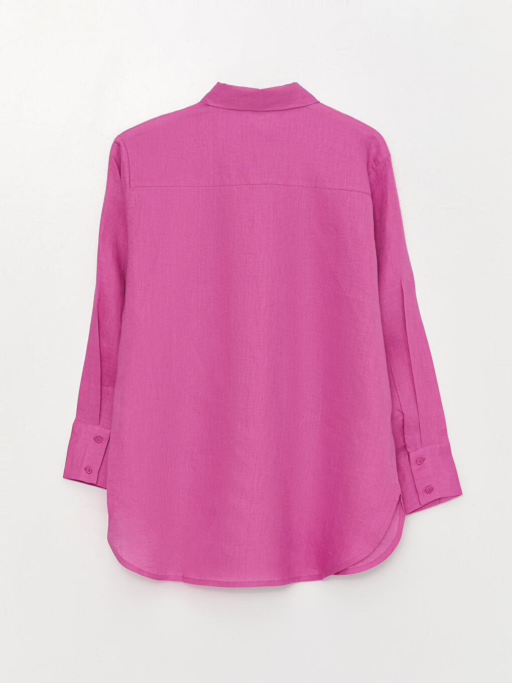 Fuşya %100 Keten Kadın Gömlek Tunik-6