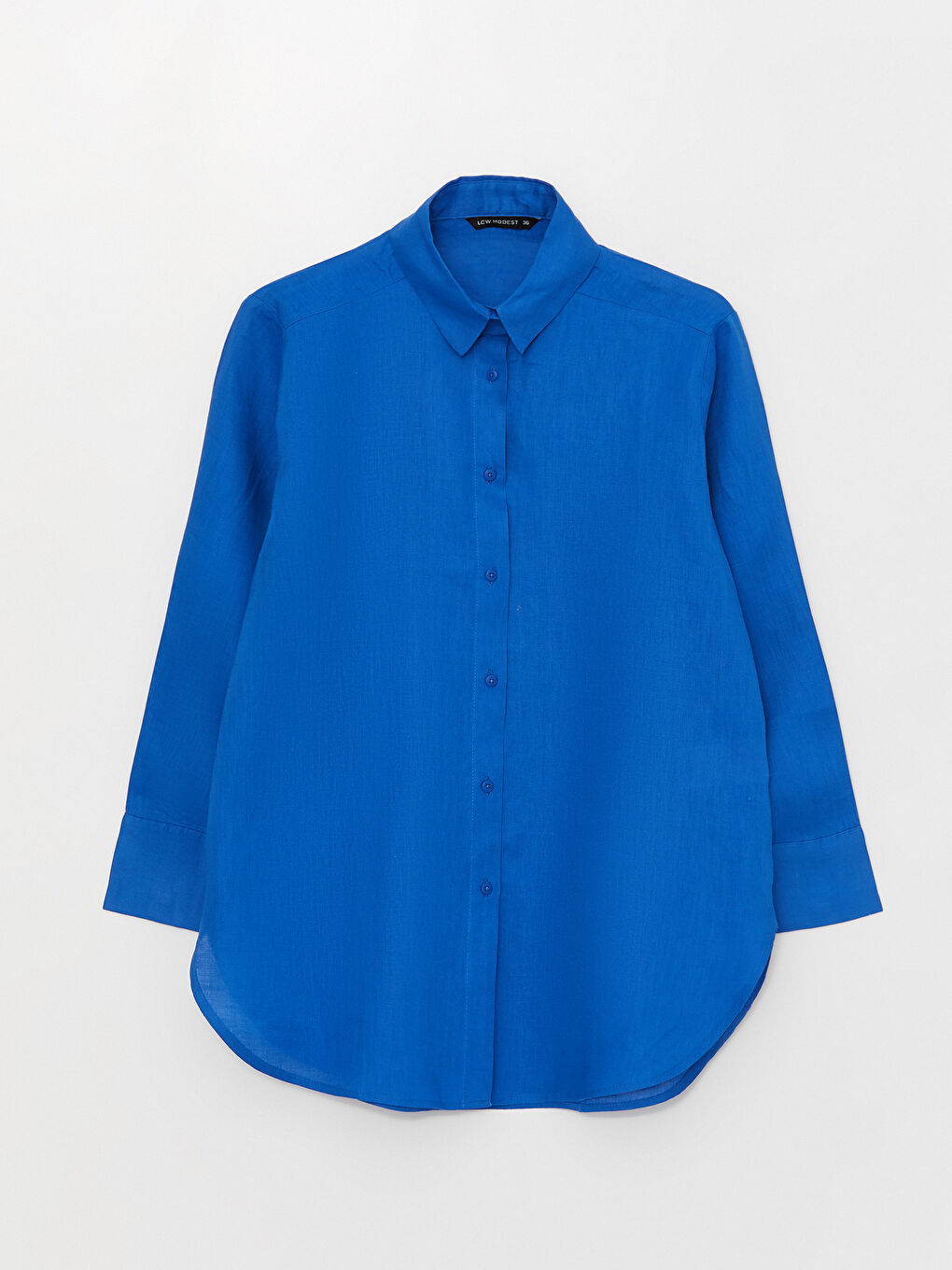 Mavi %100 Keten Kadın Gömlek Tunik-5