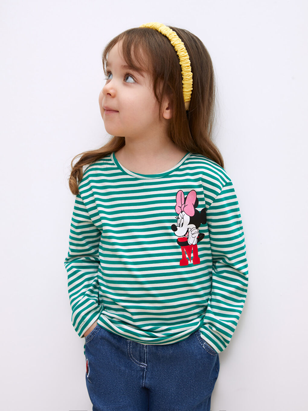 Crew Neck Long Sleeve Minnie Mouse Printed Baby Girls' T-Shirt -S3BO38Z1-LFT