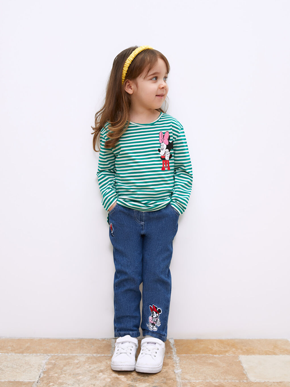 Crew Neck Long Sleeve Minnie Mouse Printed Baby Girls' T-Shirt -S3BO38Z1-LFT