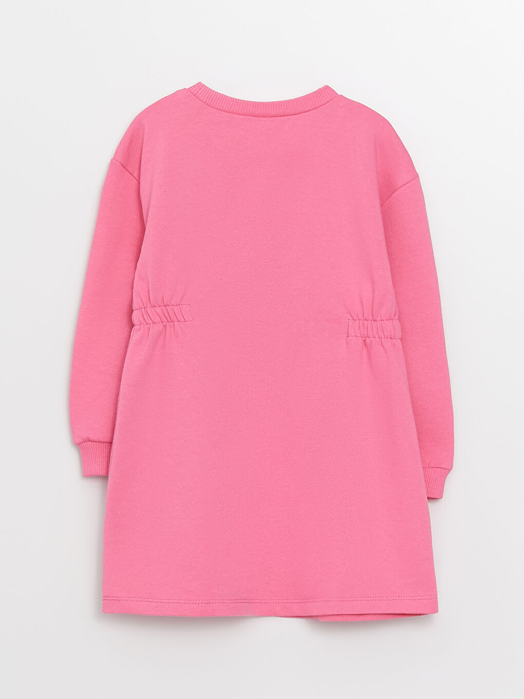 Pembe Bisiklet Yaka Uzun Kollu Minnie Mouse Baskılı Kız Bebek Elbise-5