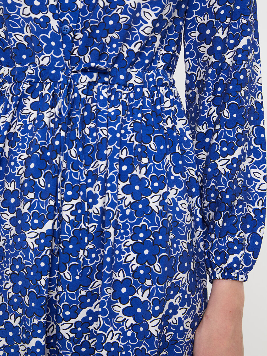 Grandad Collar Floral Long Sleeve Women's Shirt Dress -S3BO50Z8-LQQ