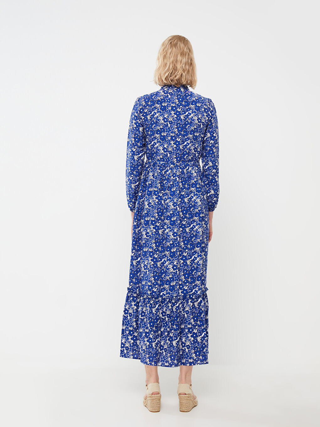 Grandad Collar Floral Long Sleeve Women's Shirt Dress -S3BO50Z8-LQQ