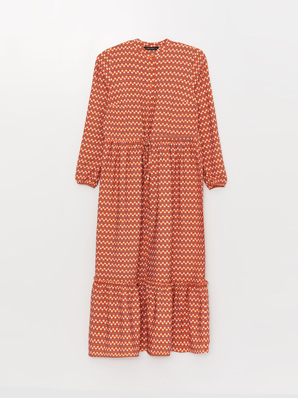 Hakim Yaka Çiçekli Uzun Kollu Kadın Gömlek Elbise-5