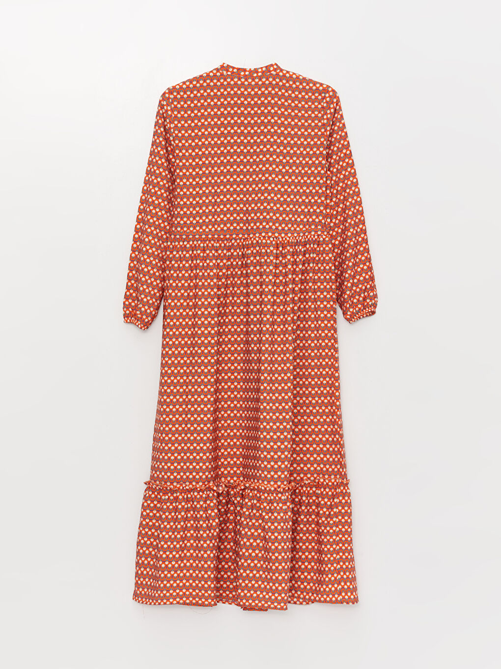 Hakim Yaka Çiçekli Uzun Kollu Kadın Gömlek Elbise-6