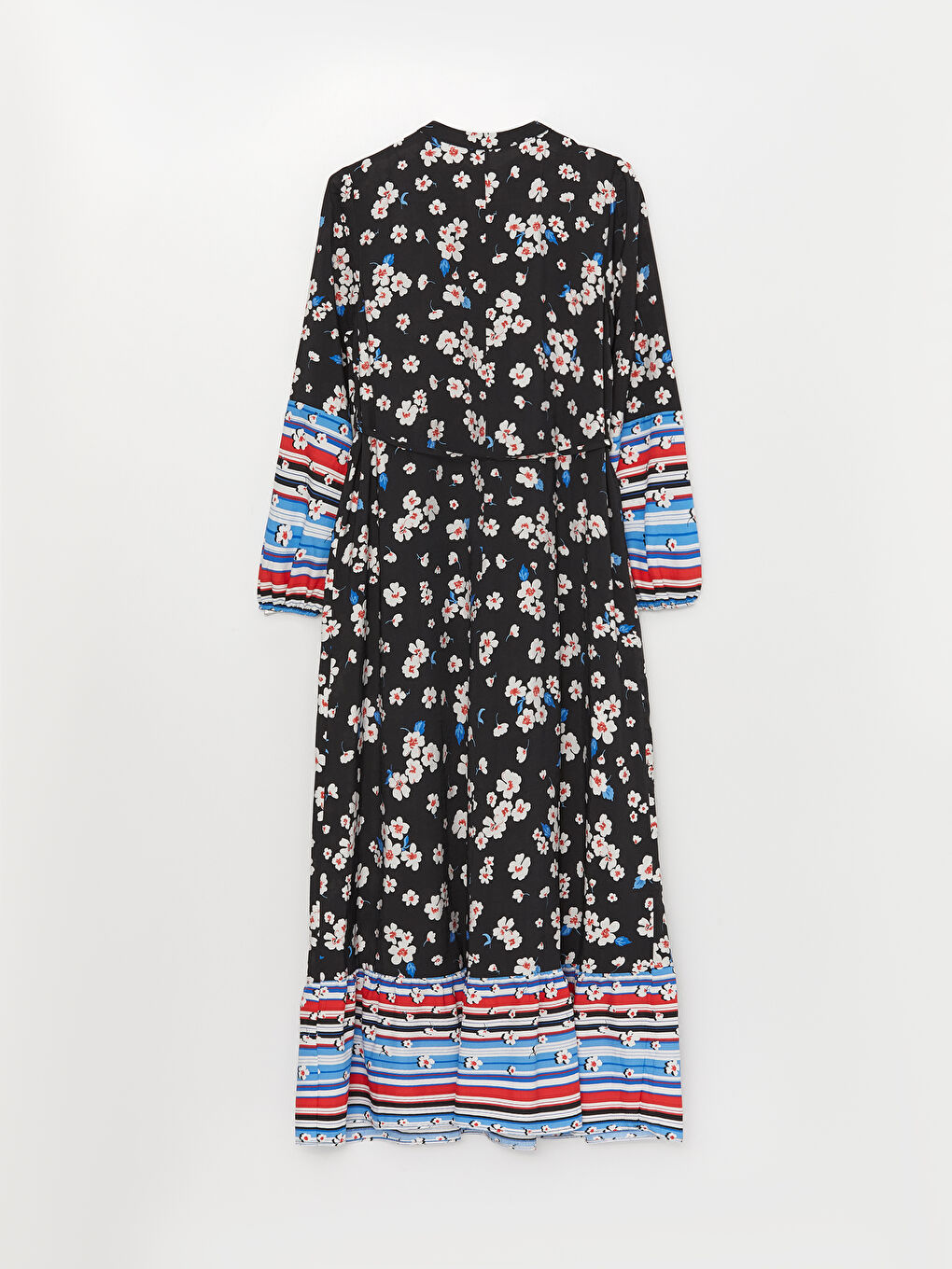 Siyah Hakim Yaka Çiçekli Kadın Elbise-4