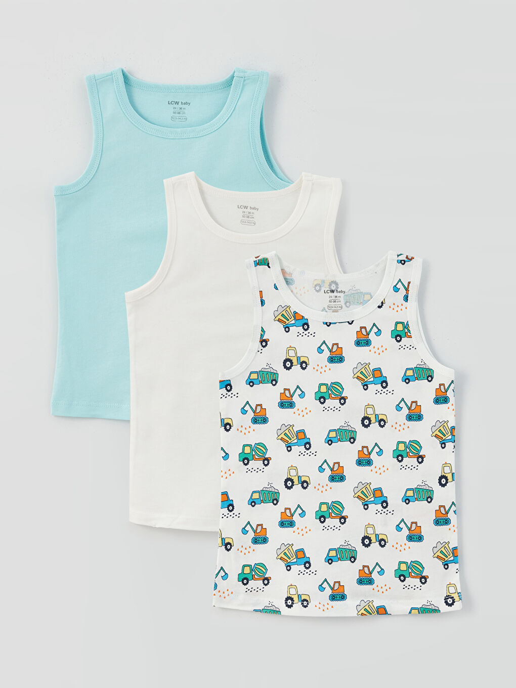 Дөңгелек жағалы ұл бала майкасы 3 данадан тұратын