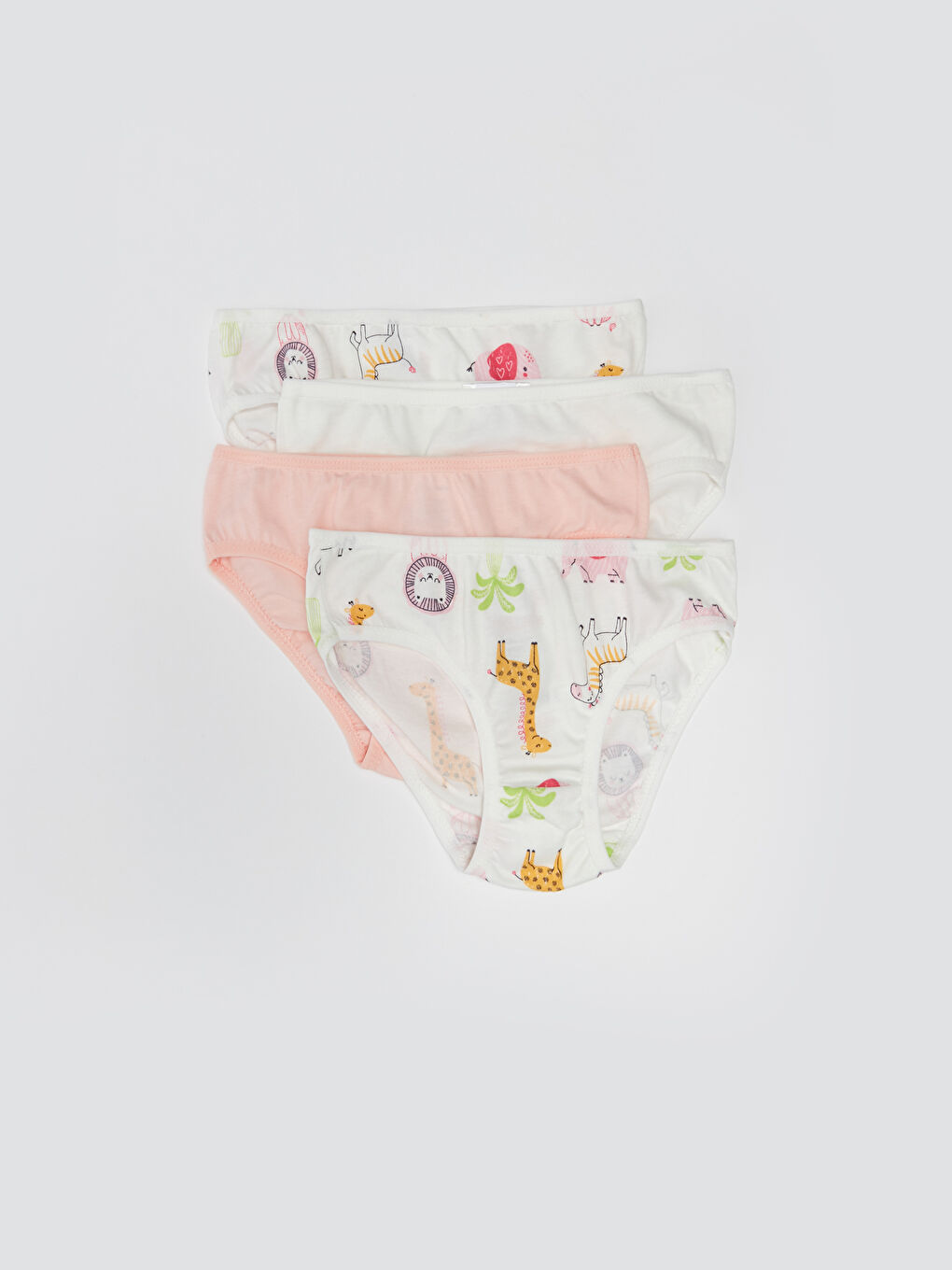 Ekru Beli Lastikli Baskılı Kız Bebek Külot 4'lü