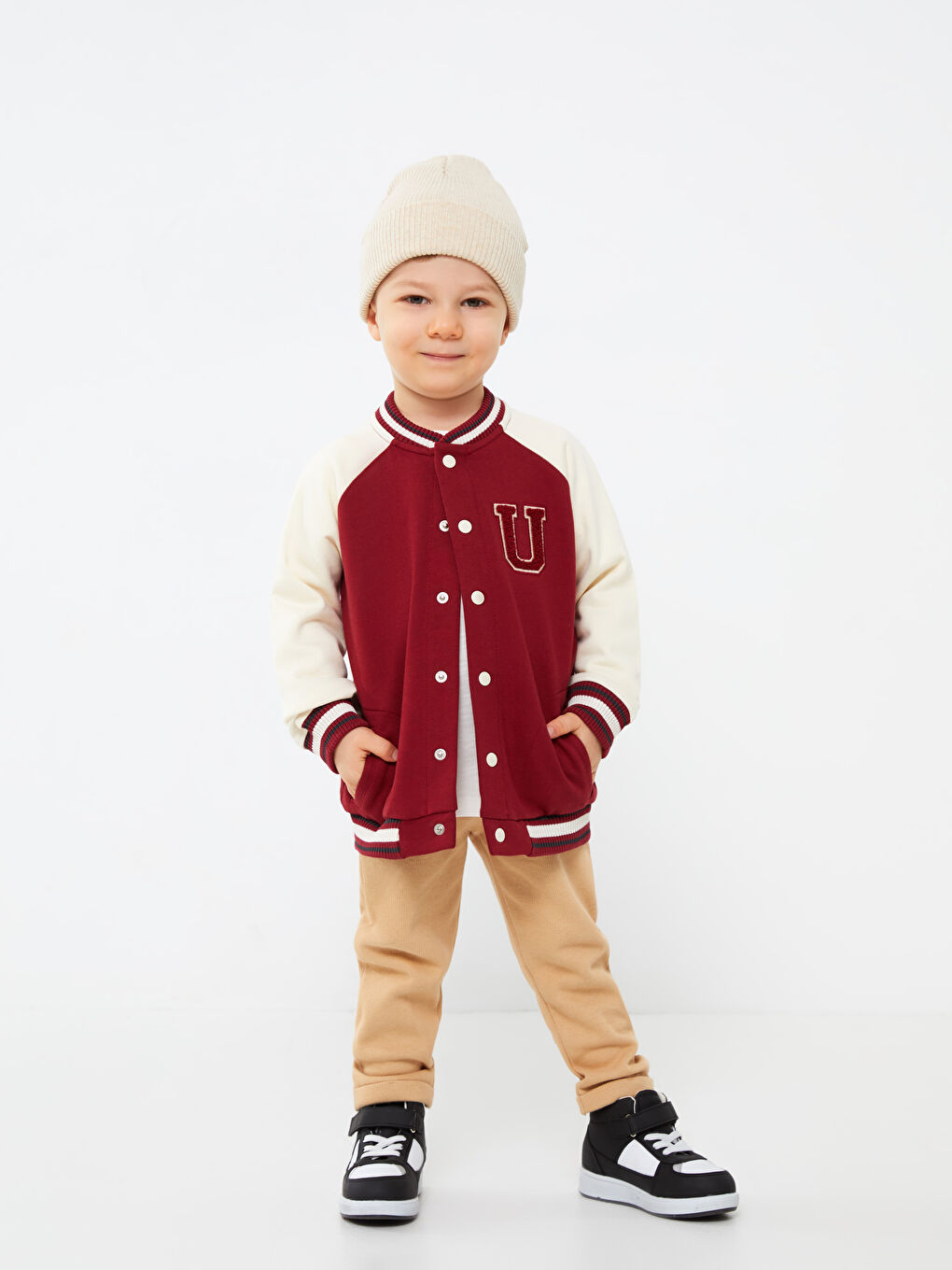 Колледж жағалы ұзын жеңді ұл балаға арналған бомбер пиджак-1