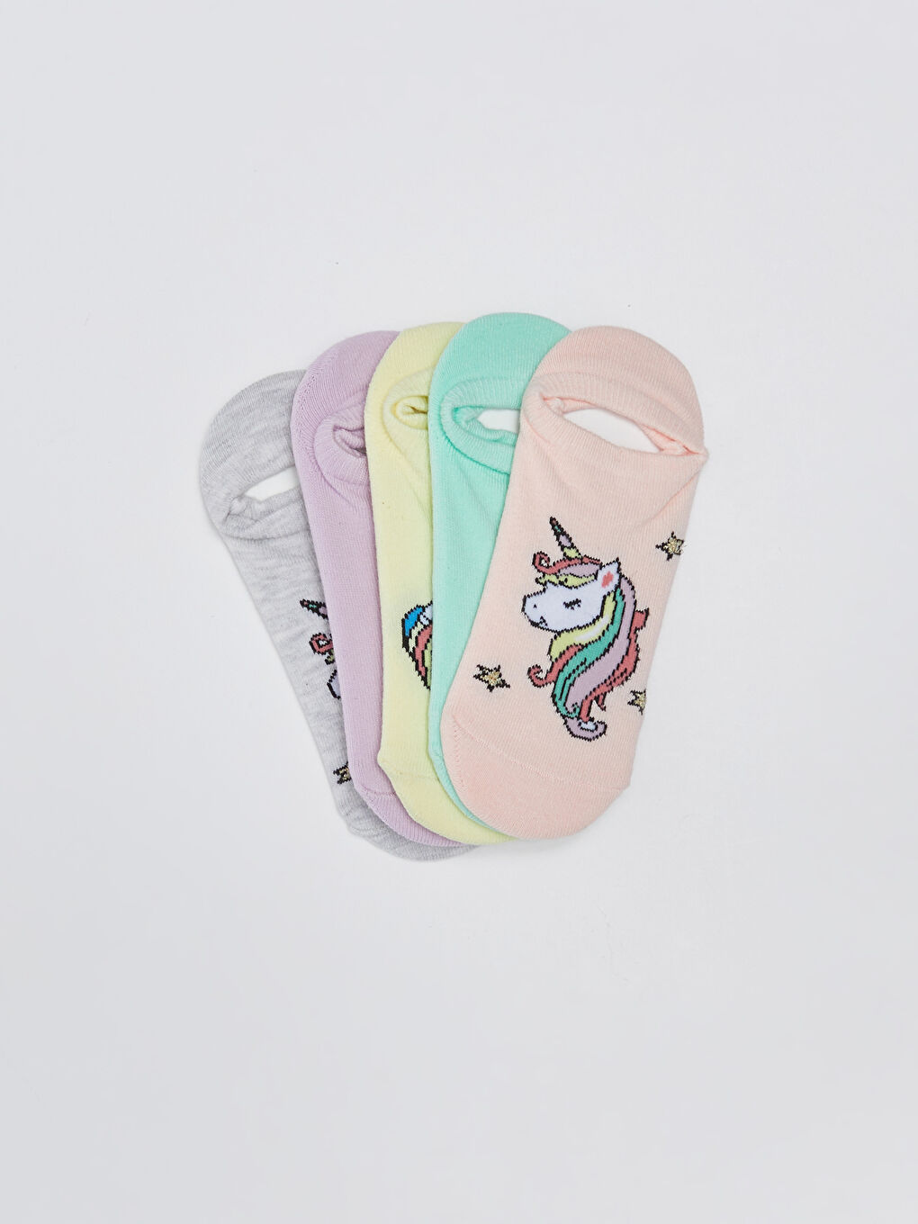 Pembe Desenli Kız Çocuk Patik Çorap 5'li-1