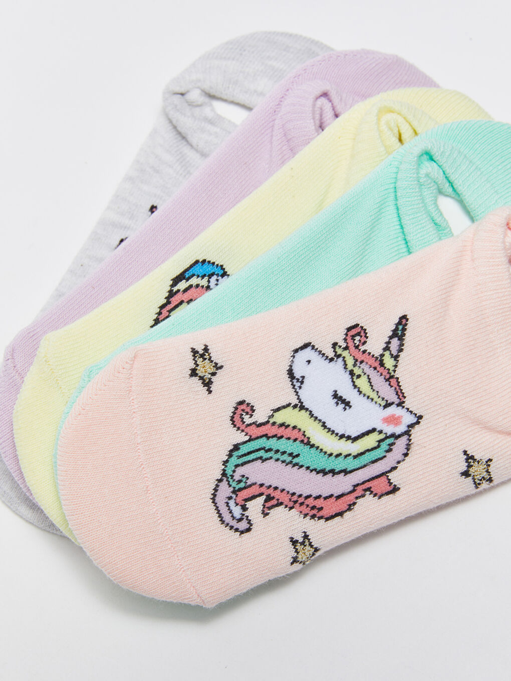 Pembe Desenli Kız Çocuk Patik Çorap 5'li-2
