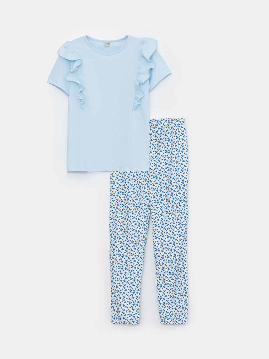 Crew Neck Short Sleeve Girls T-Shirt and Trousers