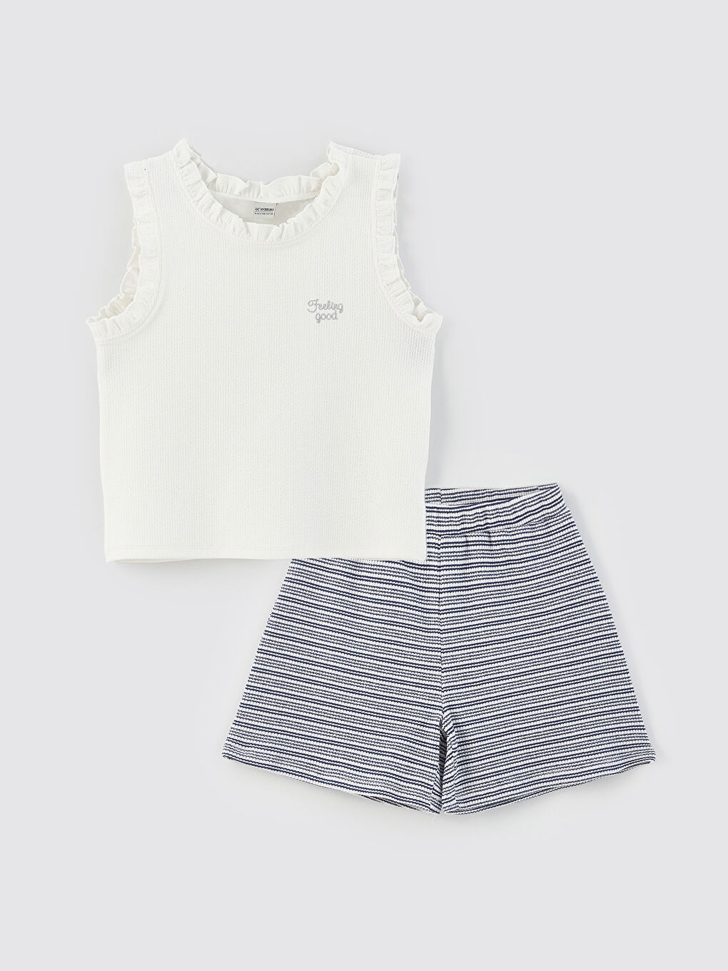 Maiou și Șort pentru Fete cu Guler Rotund