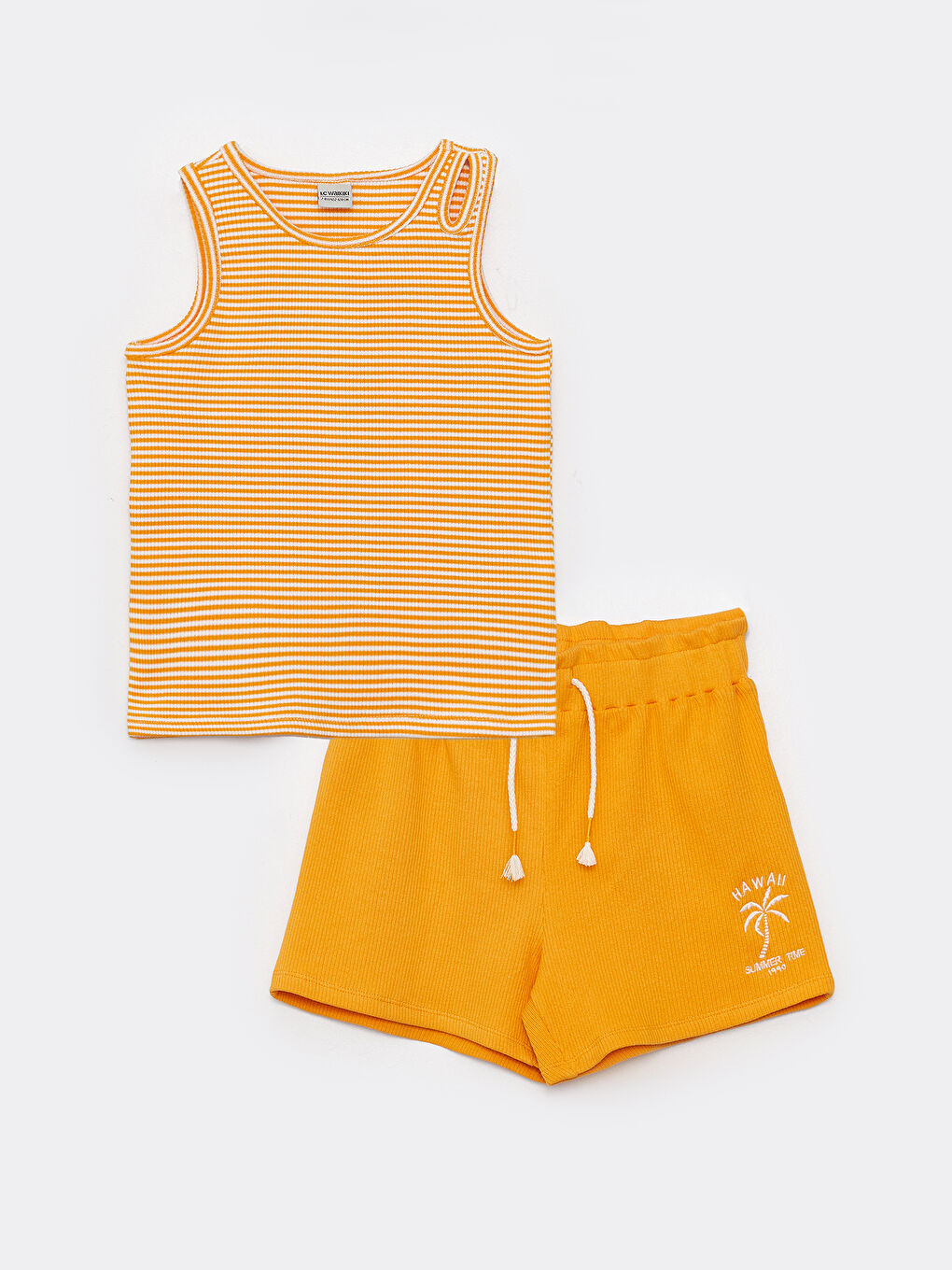 Turuncu Bisiklet Yaka Kız Çocuk Atlet ve Şort