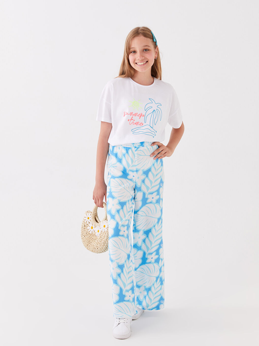 Elasticated Waist Wideleg Girls' Trousers -S3BO89Z4-LQQ